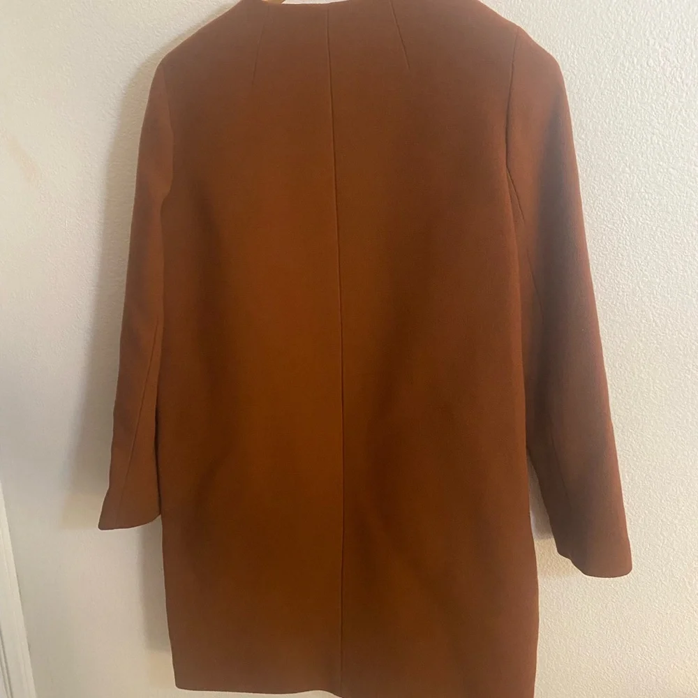 JCREW Double Cloth Collarless Coat Rust Color - Picture 9 of 11